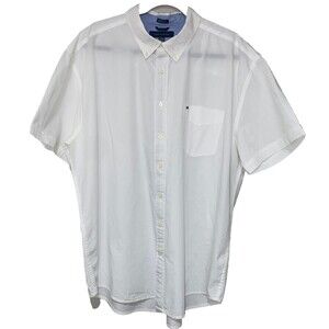 Tommy Hilfiger Men's White Button-Down Short Sleeve Shirt 2XL Cotton